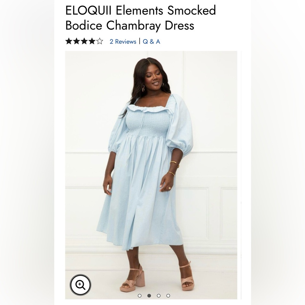 EUC Eloquii Smocked Bodice Chambray Dress